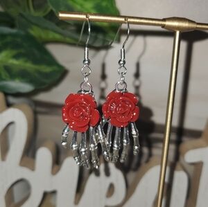 Skeleton Rose Earrings